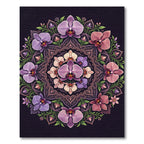 Orchid Floral Mandala on Dark Purple Rug