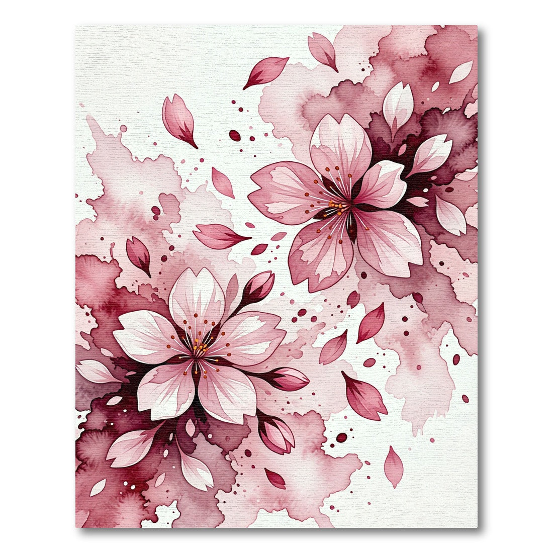 Watercolor Cherry Blossom Petal Rouge Rug