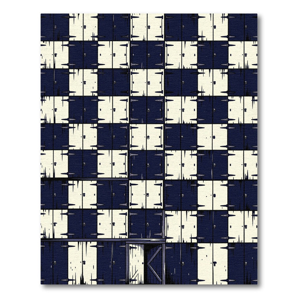 Monochrome Checkered Grid Block Art Rug