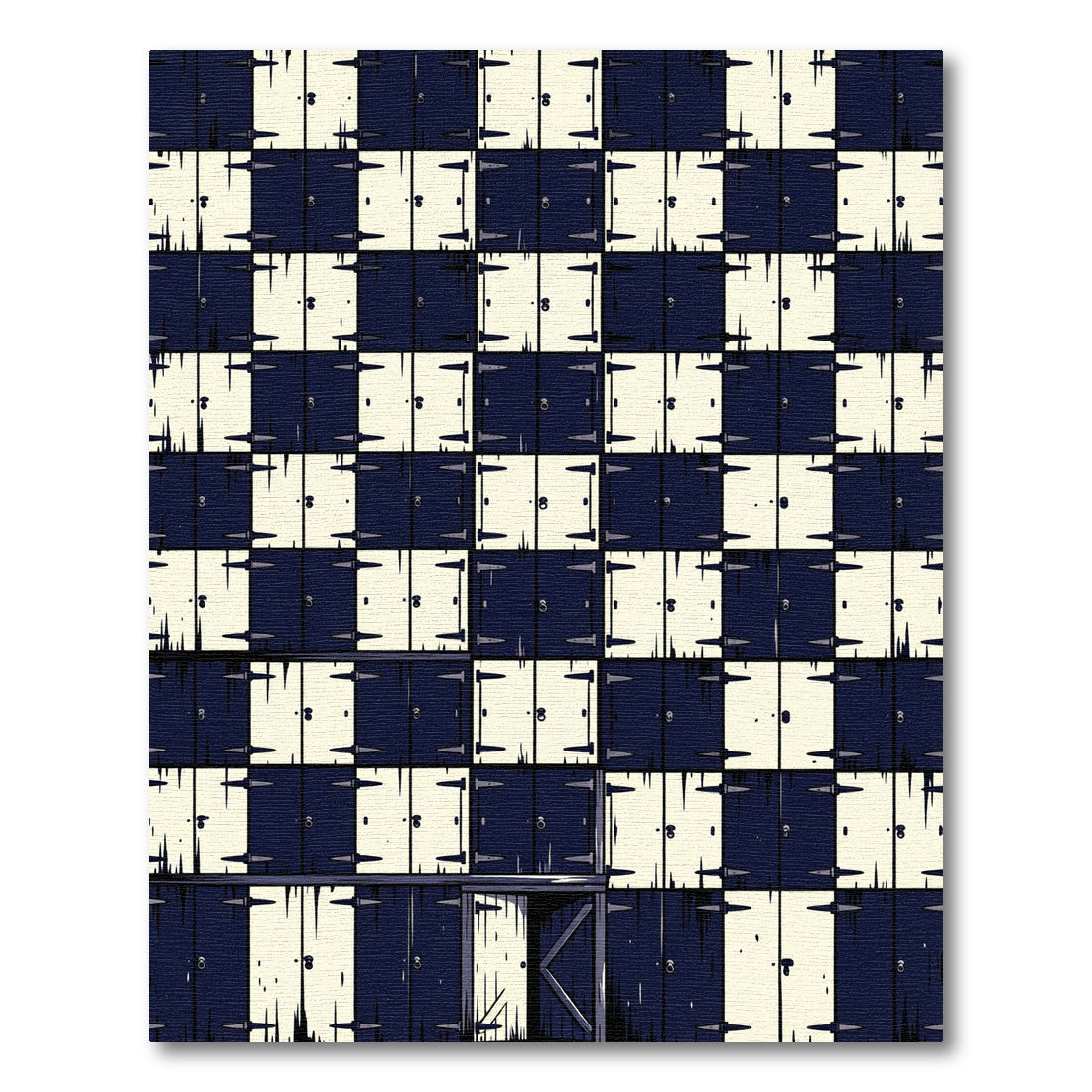 Monochrome Checkered Grid Block Art Rug
