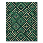 Deep Green Diamond Tribal Arrangement Rug