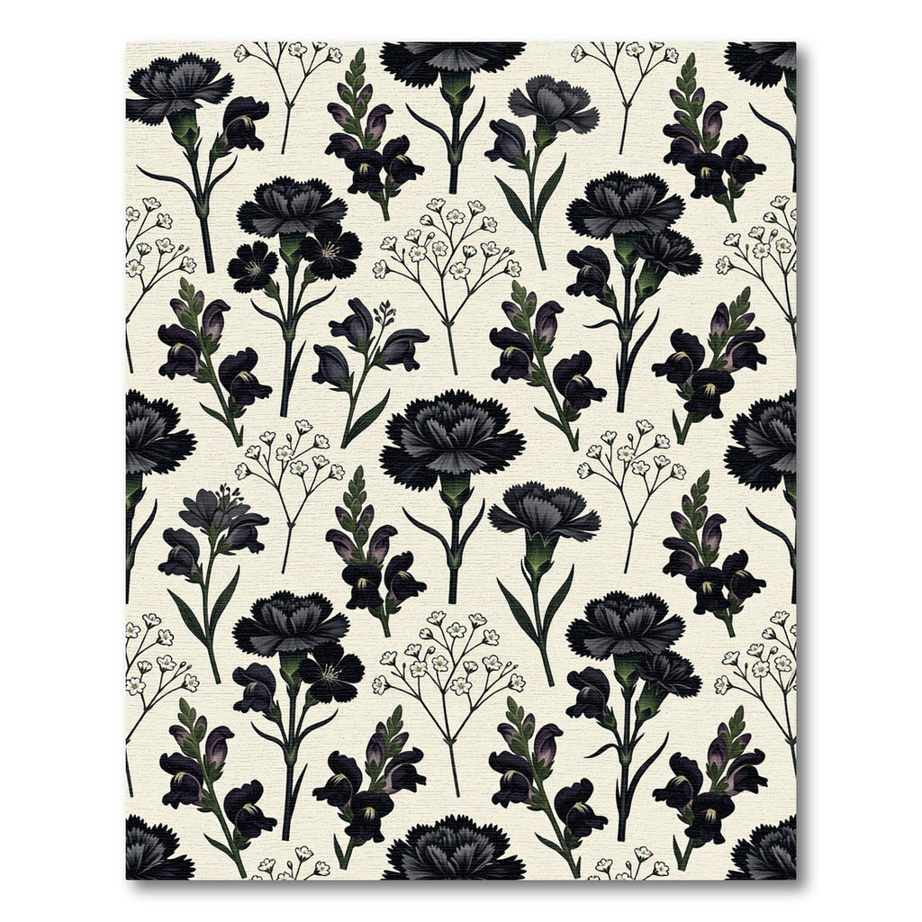 Dark Floral Branches Botanical Arrangement Rug