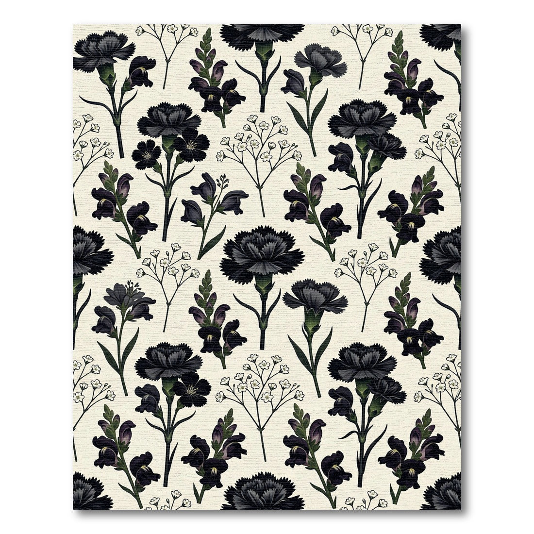 Dark Floral Branches Botanical Arrangement Rug