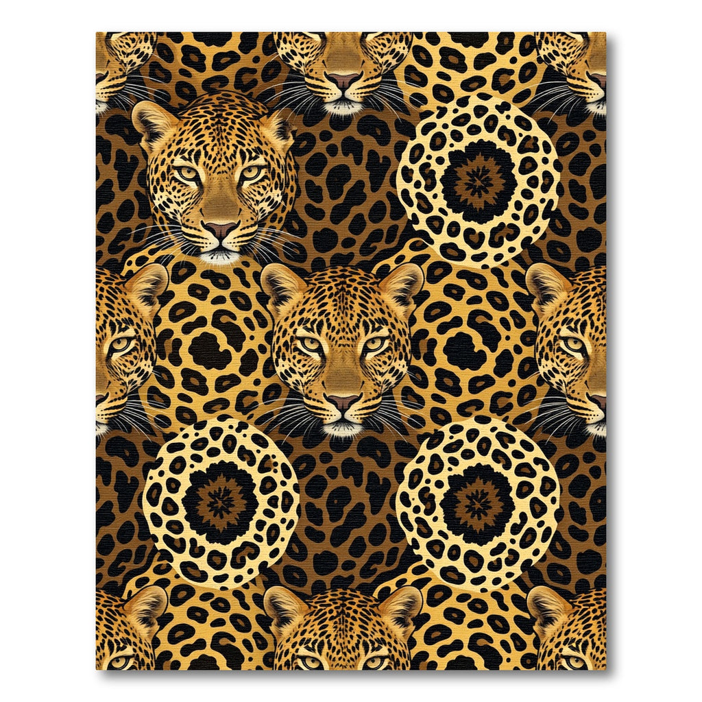 Golden Jaguar Leopard Wildlife Circles Rug