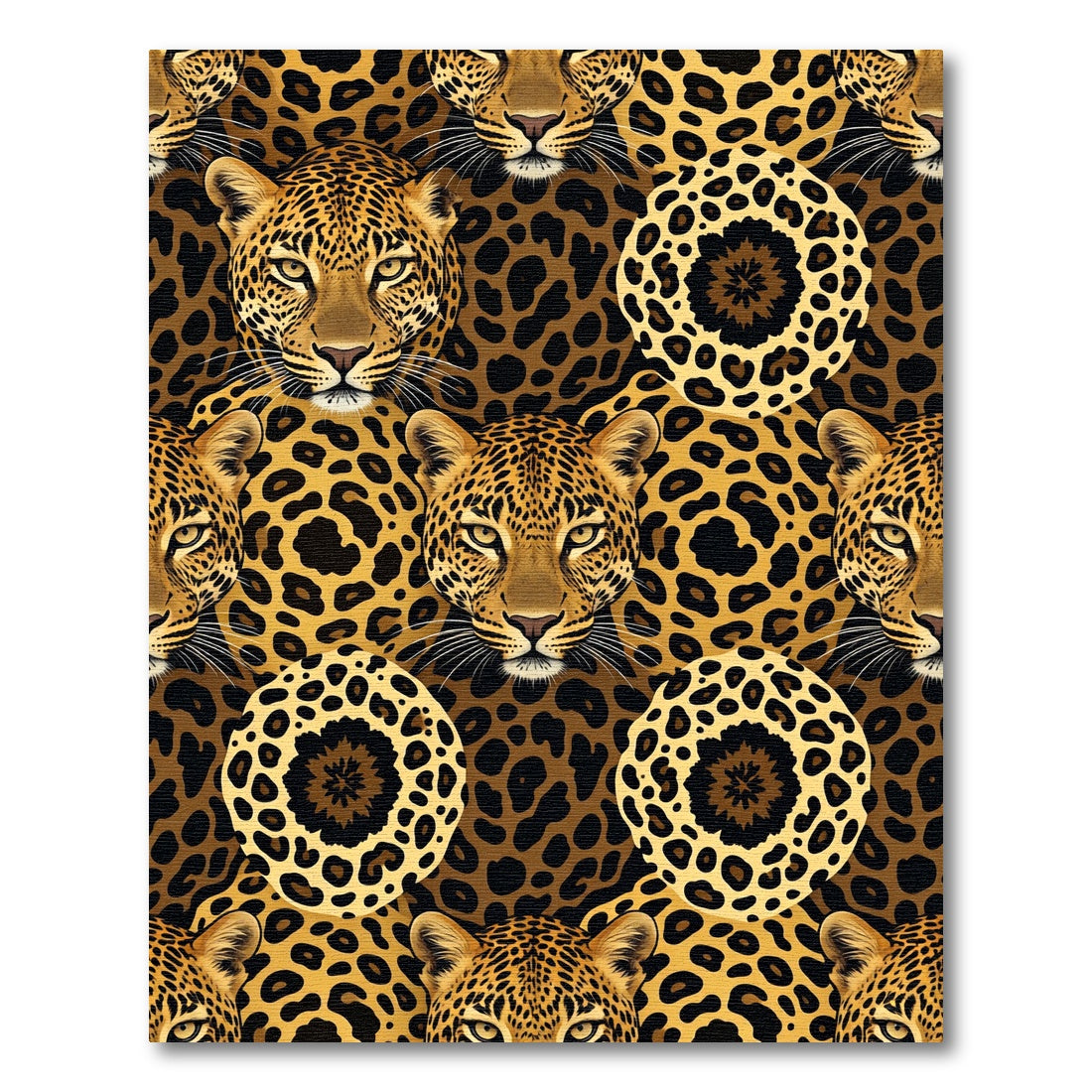 Golden Jaguar Leopard Wildlife Circles Rug