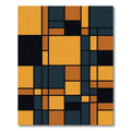 Modern Geometric Grid in Black and Amber Rug