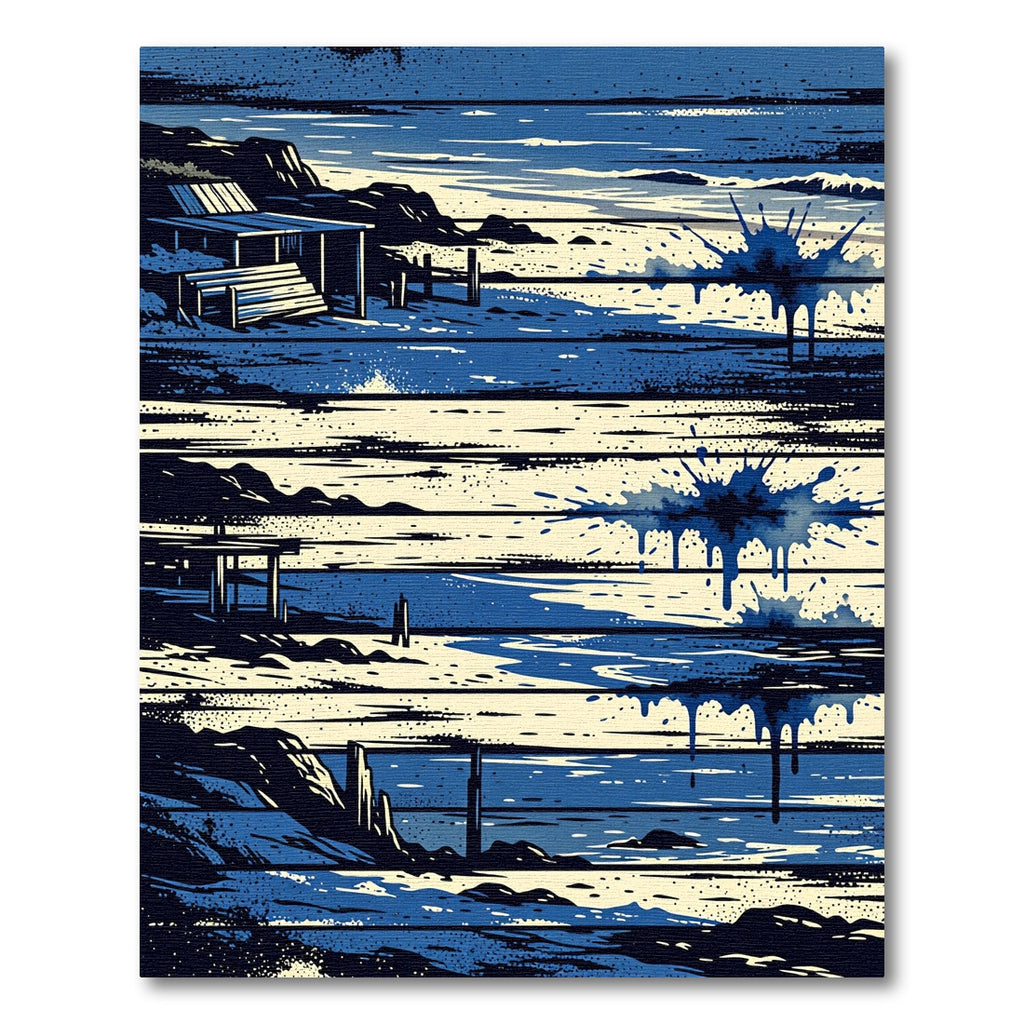 Coastal Blue Splatter Landscape Rug