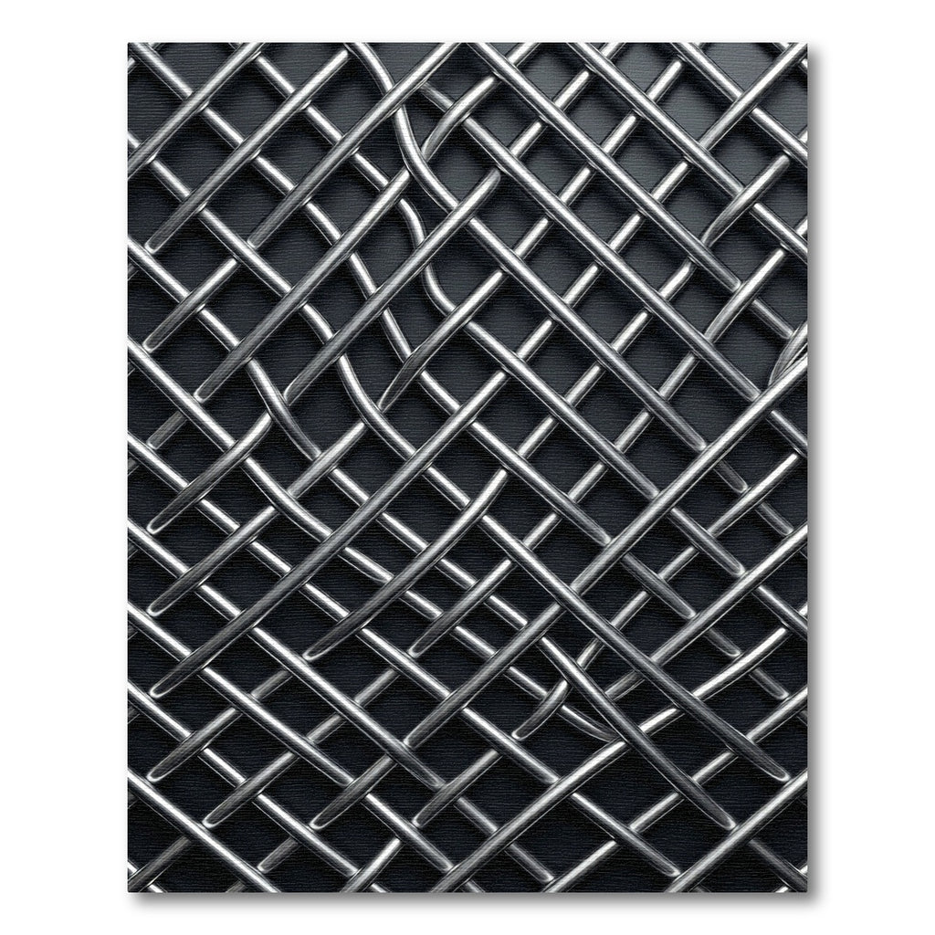 Industrial Metallic Silver Intersecting Grid Rug