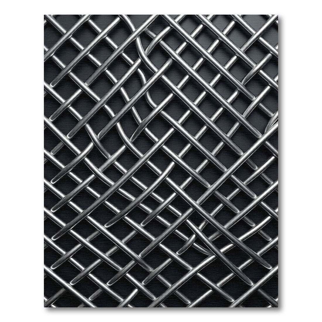 Industrial Metallic Silver Intersecting Grid Rug