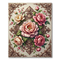 Vintage Pink Peony Scrollwork Rug