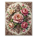 Vintage Pink Peony Scrollwork Rug