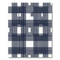 Deep Navy White Geometric Grid Rug