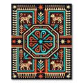 Vibrant Aztec Fauna Geometric Medallion Rug