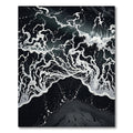 Dark Ocean Foam Abstract Wave Rug