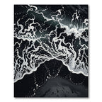 Dark Ocean Foam Abstract Wave Rug