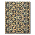 Elegant Gold and Blue Damask Scroll Rug