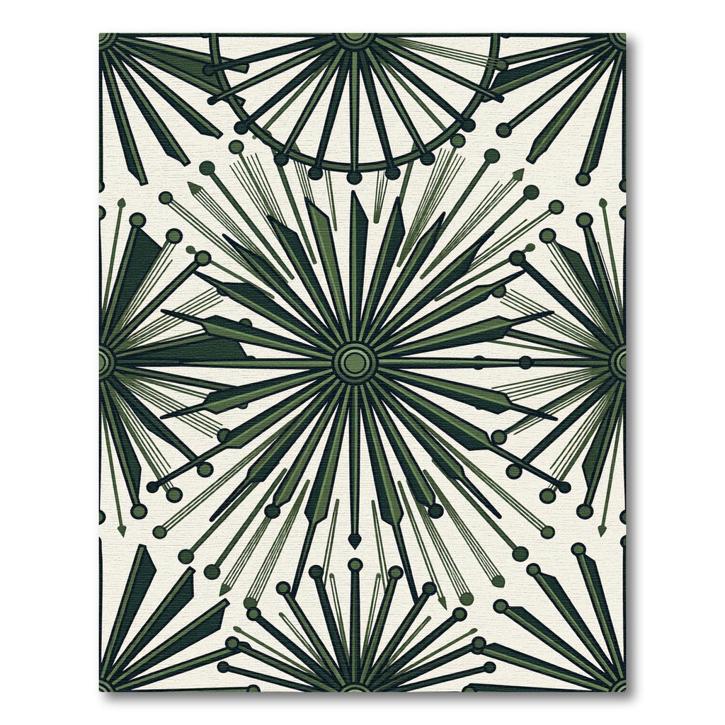 Deep Green Starburst Abstract Rug