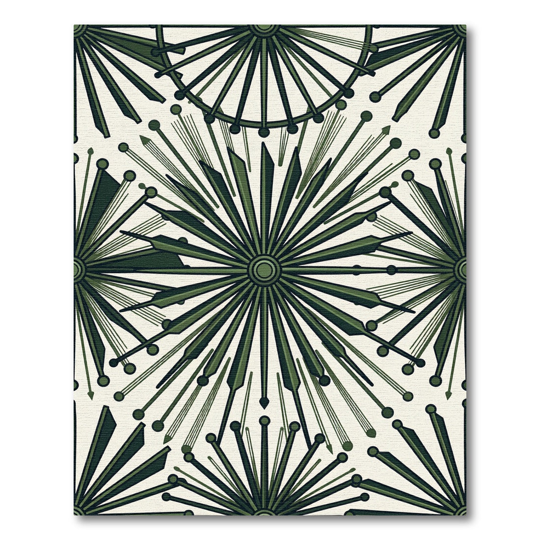 Deep Green Starburst Abstract Rug