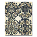 Ornate Teal Gold Clover Lattice Rug