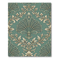 Emerald Green Floral Damask Scroll Rug