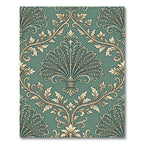 Emerald Green Floral Damask Scroll Rug