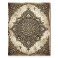 Antique Golden Floral Medallion Scrollwork Rug