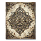 Antique Golden Floral Medallion Scrollwork Rug