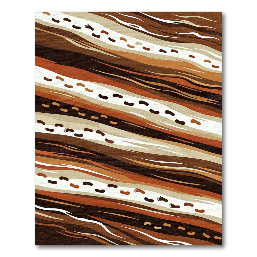 Earthy Toned Footprints Abstract Waves Rug