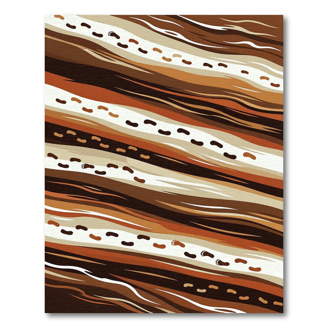 Earthy Toned Footprints Abstract Waves Rug