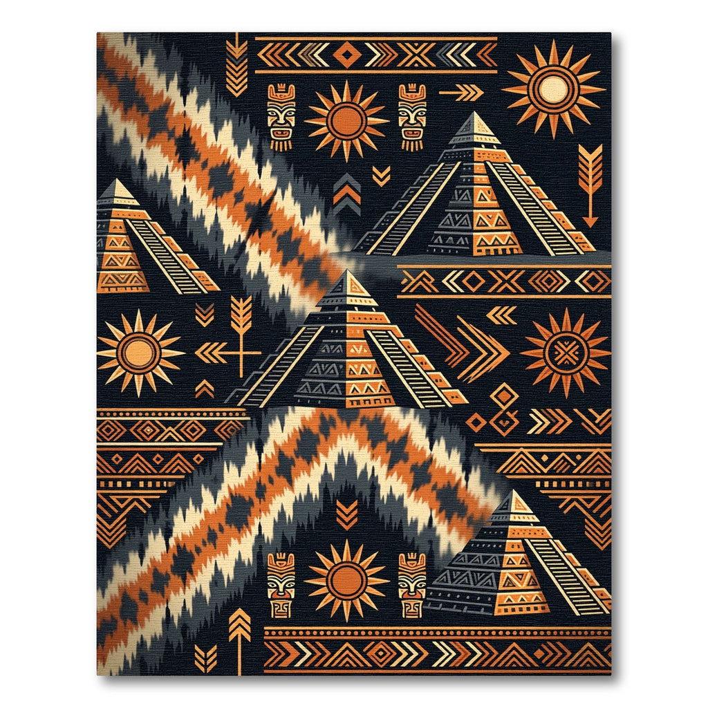 Ancestral Sun Pyramid Tribal Geometric Rug