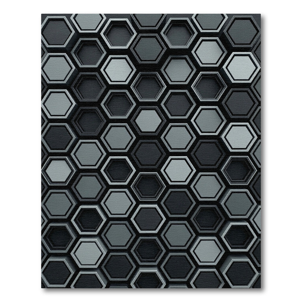 Chic Gray Hexagon Geometric Cluster Rug