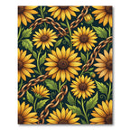 Golden Sunflower and Chain Botanical Rug