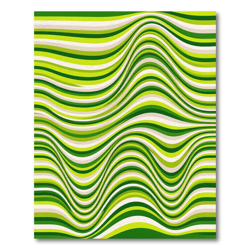 Vibrant Lime Green Wavy Stripe Rug