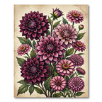 Burgundy Pink Dahlia Flower Bouquet Rug