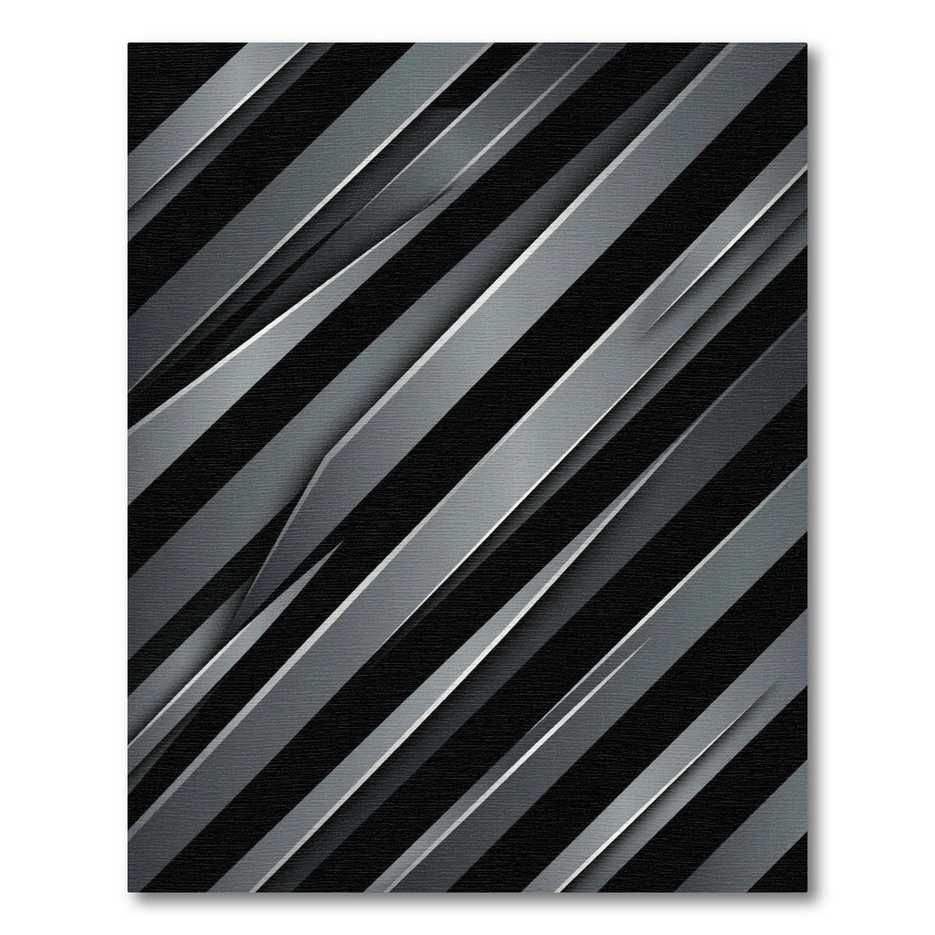 Modern Metallic Silver Slanted Blade Lines Rug