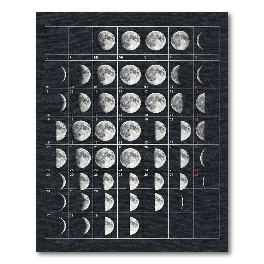 Lunar Cycle Grid Astronomy Wall Art Rug