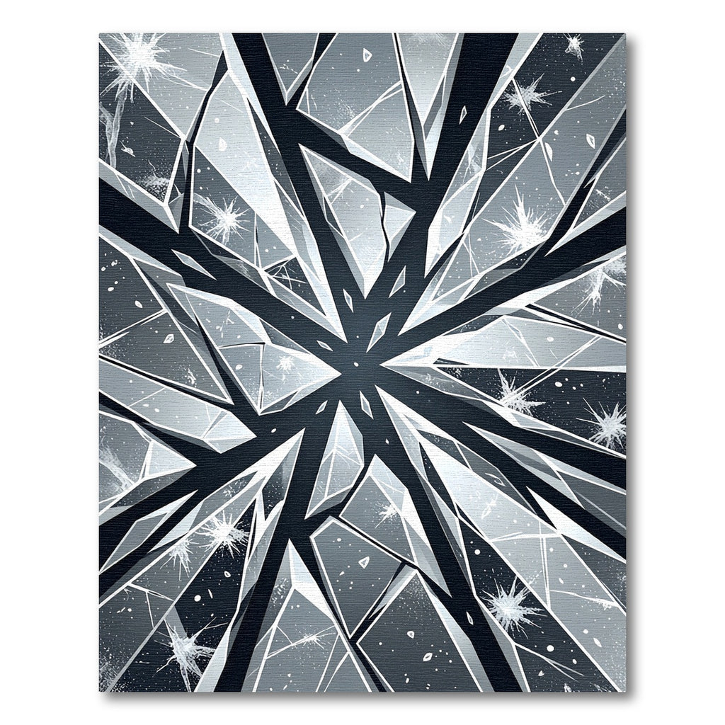 Monochromatic Shard Geometric Abstract Shattered Glass Rug