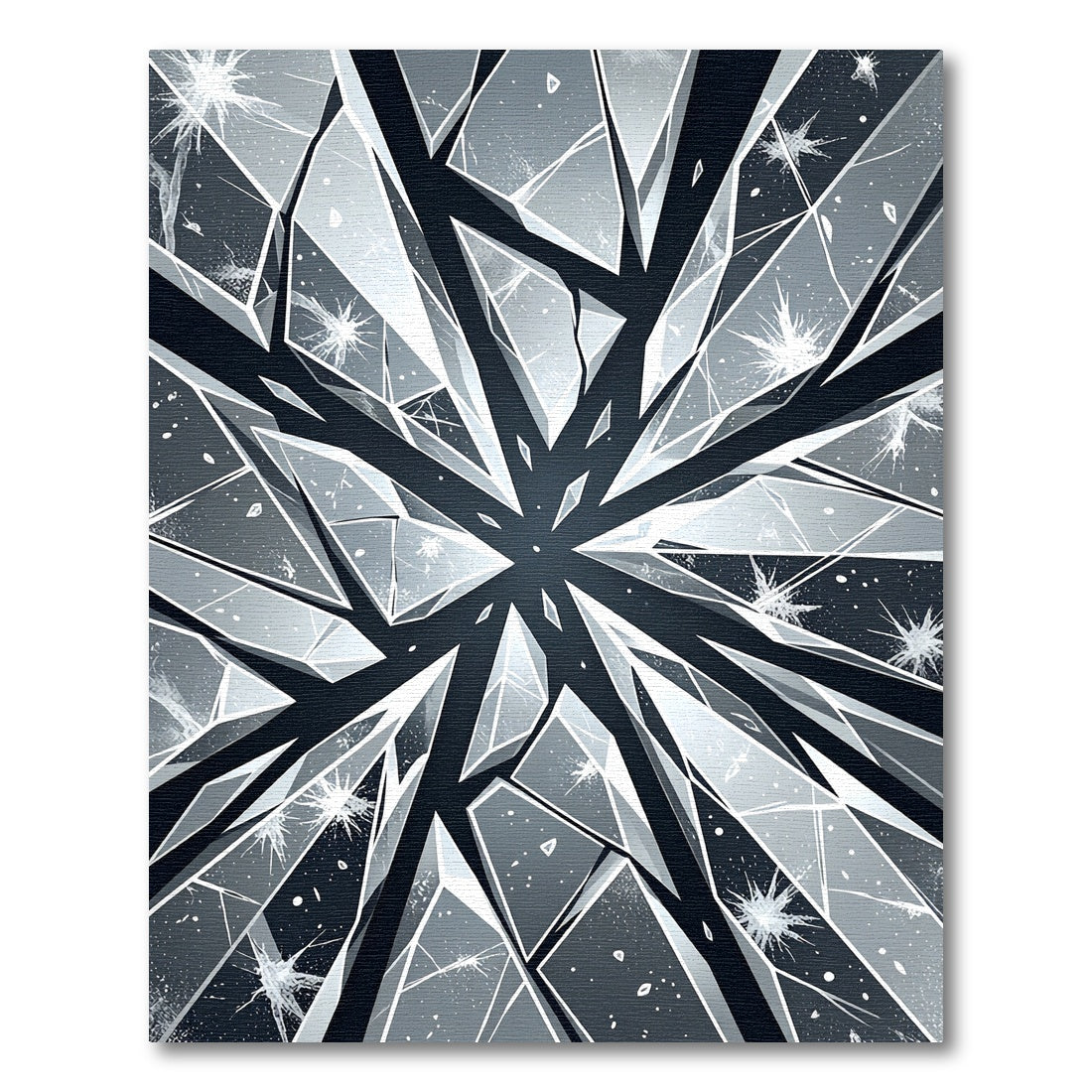 Monochromatic Shard Geometric Abstract Shattered Glass Rug