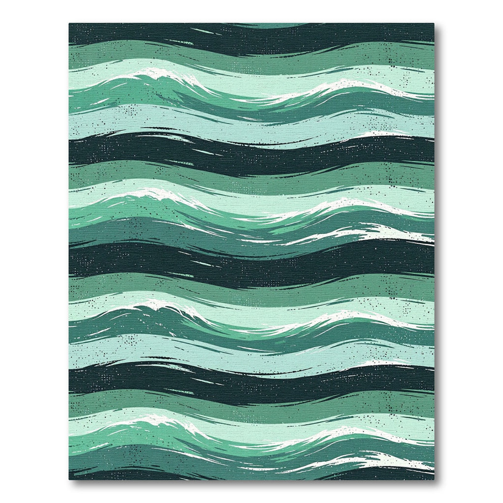 Teal Ocean Wave Textured Stripes Rug