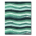 Teal Ocean Wave Textured Stripes Rug
