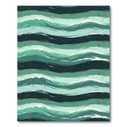 Teal Ocean Wave Textured Stripes Rug
