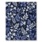 Midnight Blue Vine Leaf Artwork Rug