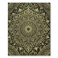 Elegant Olive Green Ornate Floral Medallion Rug