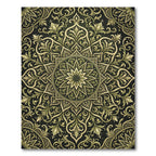 Elegant Olive Green Ornate Floral Medallion Rug