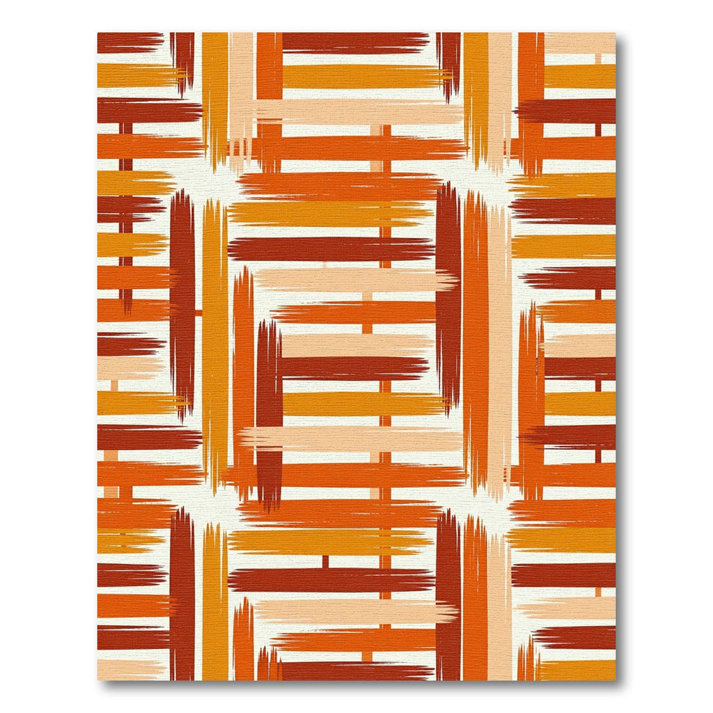 Abstract Ochre and Terracotta Woven Lattice Rug