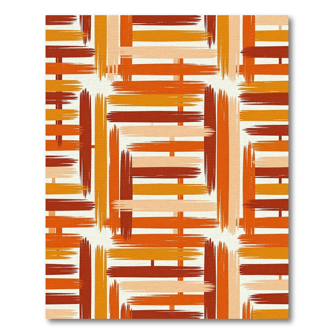 Abstract Ochre and Terracotta Woven Lattice Rug