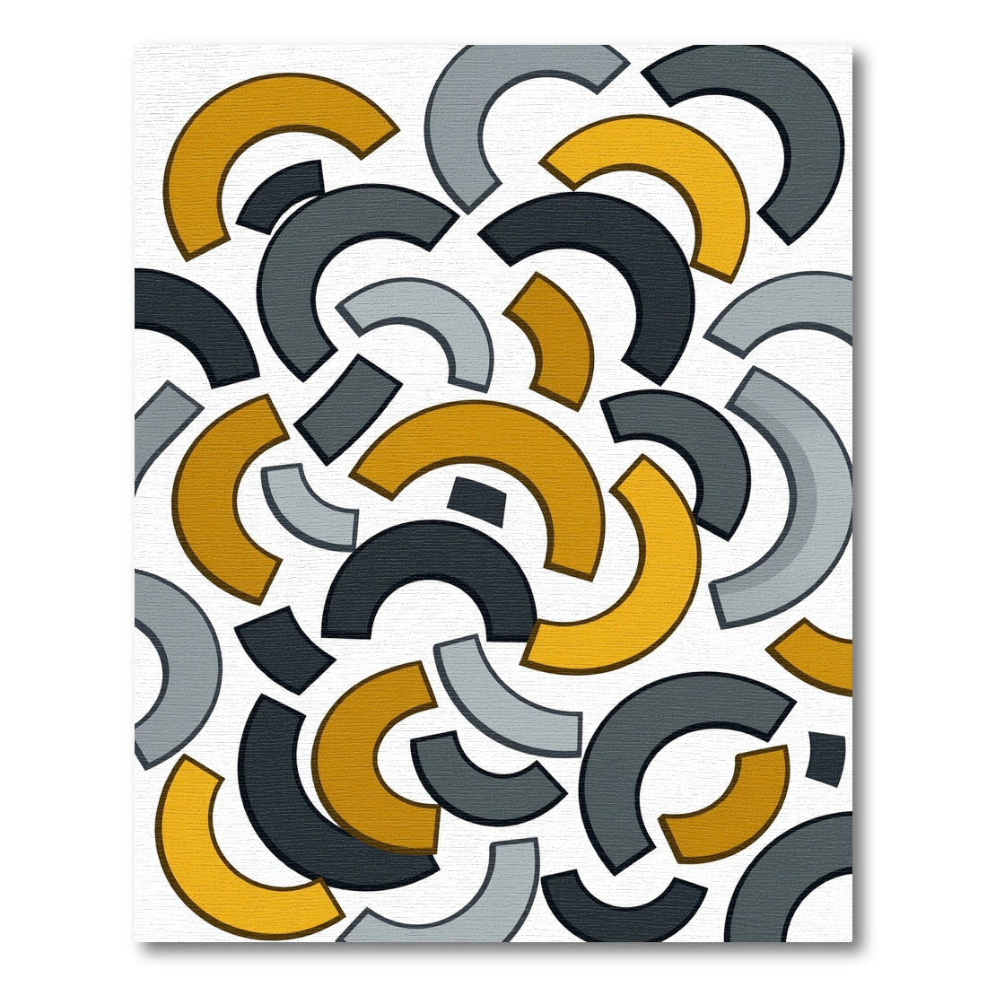 Abstract Arcs Ochre Gray Charcoal Rug