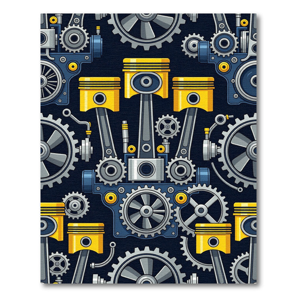 Mechanical Engine Piston Gear Industrial Art Rug