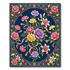 Vibrant Floral Navy Bouquet Tapestry Rug