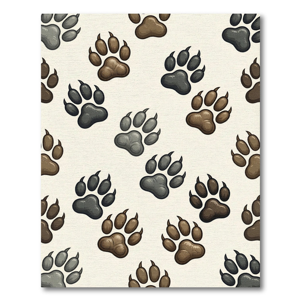 Earth Tone Wild Animal Paw Print Rug